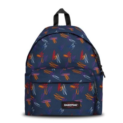 MOCHILA EASTPAK Padded Pak'r® EK62096X EK62096X Scribble Urban Fondo azul y escritura rojo naranja