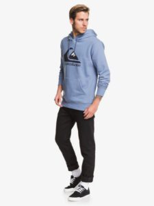 Sudadera sport hombre Quiksilver con capucha logo grande frontal Ref. EQYFT04025 BLMO azul claro