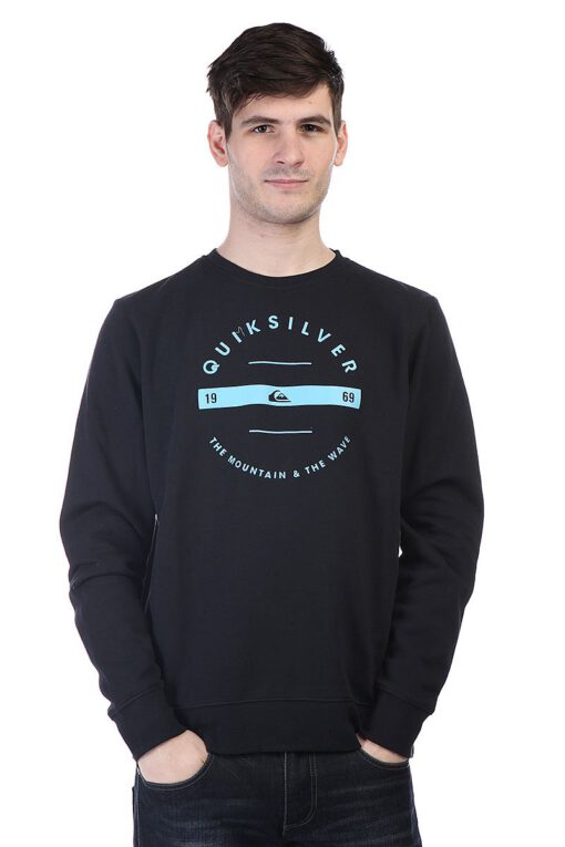 Sudadera Quiksilver hombre suave cuello redondo casual básica Ref. EQYFT03131 kvjo azul marinologo grande en pecho