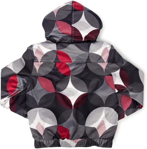 Chaqueta esquí RIP CURL niña con capucha Bubble Dots Jacket optica white Ref. 3262 Topos rojos negros y blanco