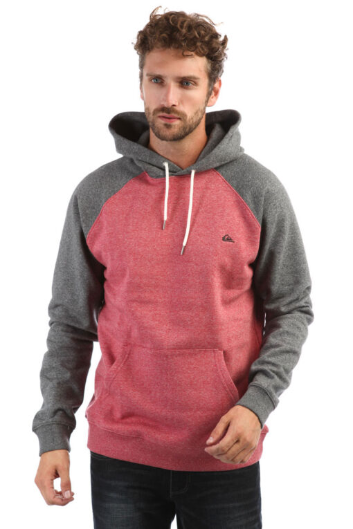 Sudadera Quiksilver Hombre con capucha Everyday Hoodie RQKH Ref. EQYFT03846 gris y roja jaspeada