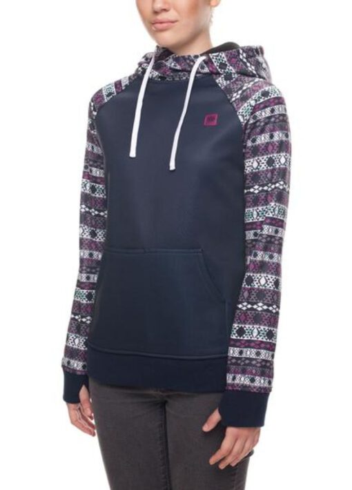 Sudadera Nieve 686 Técnica con capucha para mujer CORA BONDED IKAT Ref. L6W320 estampado nórdico