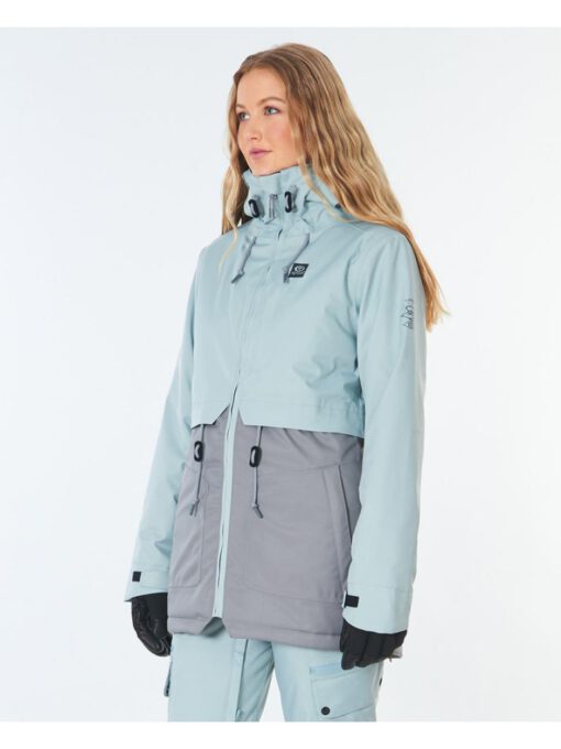 Anorak nieve RIP CURL con capucha para mujer Amity Search Snow Jacket Abyss Ref. SGJDI4 azul agua/gris