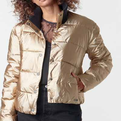 Chaqueta ROXY metálica impermeable con acolchado para Mujer Cross Stepping GOLD (yke0) Ref. ERJJK03398 dorada/oro metálica