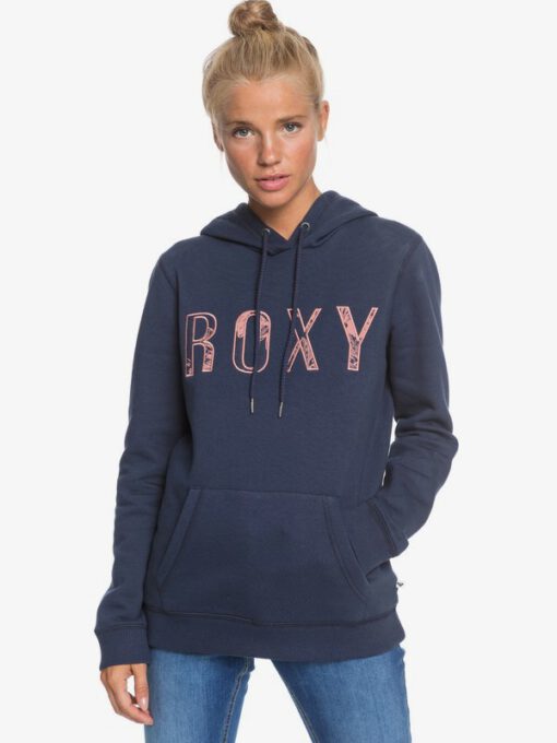 Sudadera ROXY con capucha para Mujer Right On Time blue (BSP0) Ref. ERJFT04280 azul logo rosa bordado