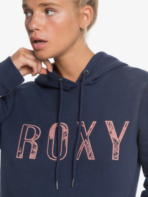 Sudadera ROXY con capucha para Mujer Right On Time blue (BSP0) Ref. ERJFT04280 azul logo rosa bordado