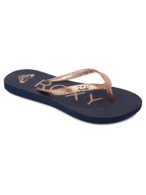 Sandalias ROXY Chanclas goma playa niña/mujer Viva Sparkle TRUE NAVY/GOLD (ngo) Ref. ARGL100263 azul/oror con brillo inyectado