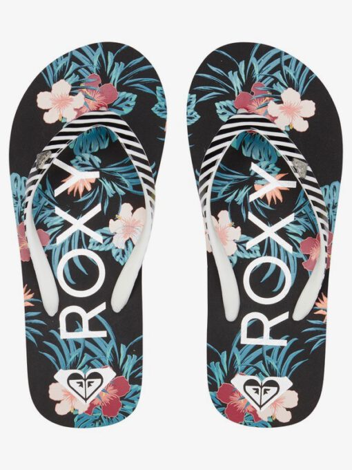 Sandalias ROXY Chanclas goma playa niña/mujer Pebbles Flip-Flops BLACK MULTI (bk5) Ref. ARGL100264 negra Estampadas flores