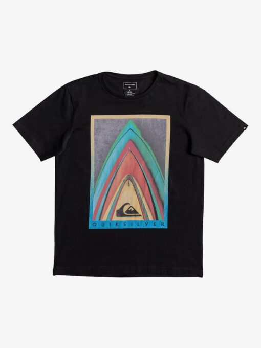 Camiseta QUIKSILVER manga corta niño surfera Classic Stacked BLACK (kvj0) Ref. EQBZT03562 negra tabla surf multi