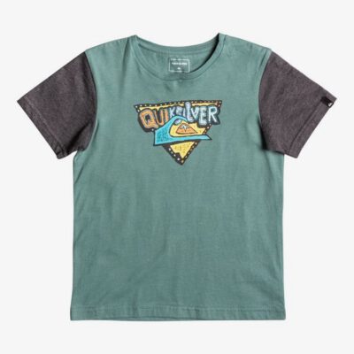 Camiseta QUIKSILVER manga corta niño surfera Classic Super SILVER PINE (gpa0) Ref. EQKZT03125 verde/gris logo pecho