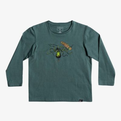 Camiseta QUIKSILVER manga larga niño surfera Classic Los Poulpos SILVER PINE (gpa0) Ref. EQKZT03127 verde divertida