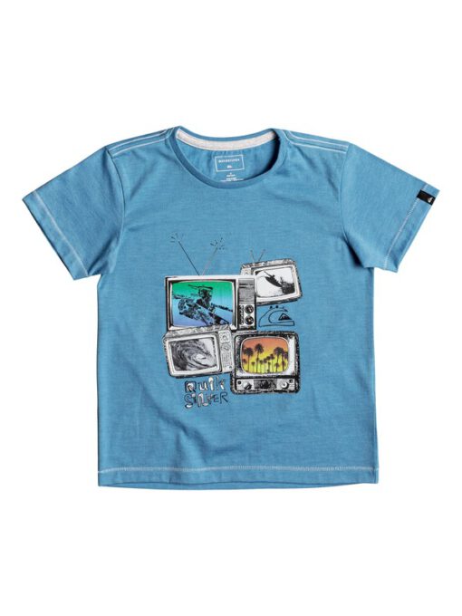 Camiseta QUIKSILVER manga corta niño surfera Heather Super TV MALIBU HEATHER (bmah) Ref. EQKZT03205 azul divertida