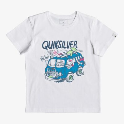 Camiseta QUIKSILVER manga corta niño surfera Classic Wolf Riding WHITE (wbb0) Ref. EQKZT03290 blanca logo pecho