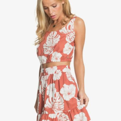 Mini falda ROXY para Mujer Higher Love MARSALA ISHA (mpd6) Ref. ERJWK03101 Coral flores hawaiana