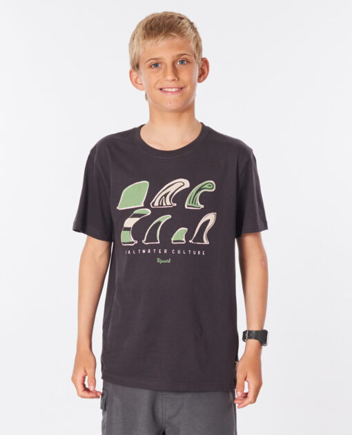 Camiseta RIP CURL Niño manga corta surfera swc fin tee boy washed black 8264 ref KTEMZ9 GRIS