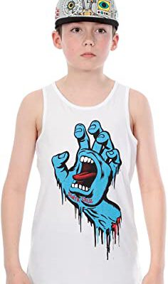 Camiseta SANTA CRUZ tirantes niño Skate Youth vest screaming hand white Ref. SCYVESH blanca puño pecho