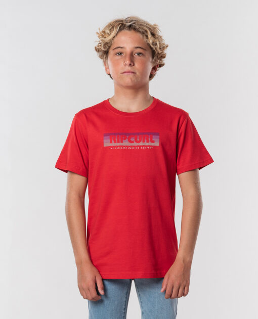 Camiseta RIP CURL manga corta niño surfera El Mama Short Sleeve Tee Boy Bright Red Ref. KTEXR4 Roja logo pecho