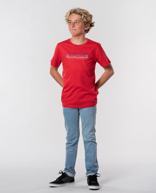 Camiseta RIP CURL manga corta niño surfera El Mama Short Sleeve Tee Boy Bright Red Ref. KTEXR4 Roja logo pecho