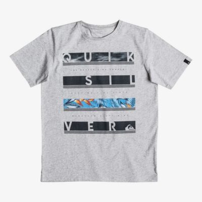 Camiseta QUIKSILVER manga corta niño surfera Classic Read Between ATHLETIC HEATHER (sgrh) Ref. EQBZT03466 gris logo pecho tropical