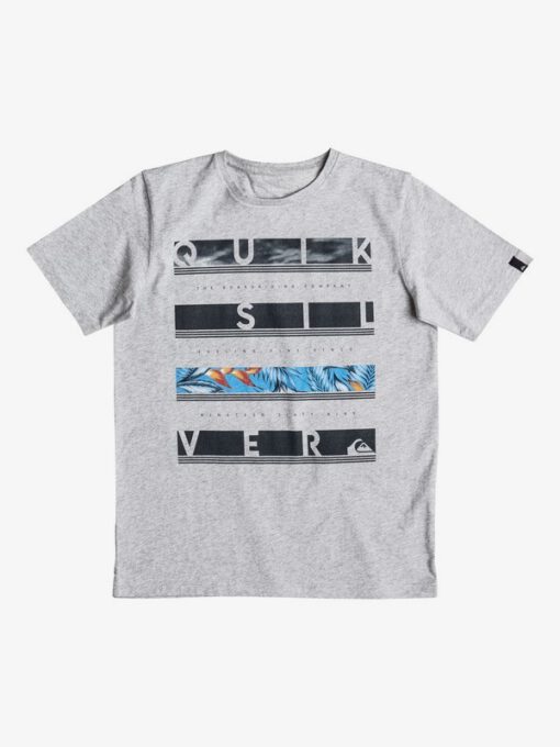 Camiseta QUIKSILVER manga corta niño surfera Classic Read Between ATHLETIC HEATHER (sgrh) Ref. EQBZT03466 gris logo pecho tropical