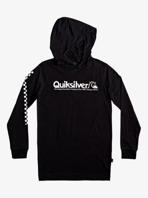 Camiseta QUIKSILVER manga larga con capucha niño surfera Checkers Mate BLACK (kvj0) Ref. EQBZT04023 negra/blanca