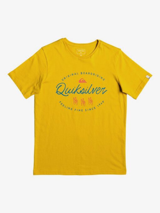 Camiseta QUIKSILVER manga corta niño surfera Wave Slaves Mustard (gjc0) Ref. EQBZT04007 mostaza logo pecho