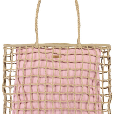 Bolso BARTS de mano de paja para mujer LYRIA SHOPPER light Pink Ref. 6327 Yute natural bolsa interior rosa
