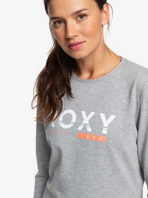 Sudadera ROXY cuello redondo Mujer Redblood Sunset HERITAGE HEATHER (sgrh) Ref. ERJFT04050 gris logo pecho