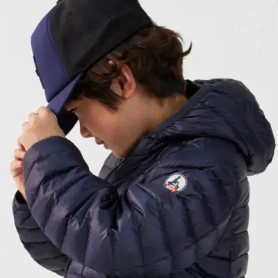 Chaqueta capucha Jott de plumas pato Niño 140 Marine HUGO BASIC Justoverthetop Color azul marino