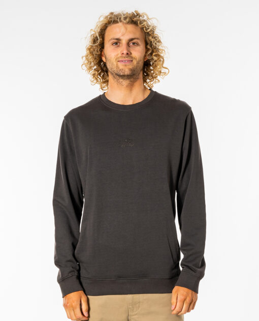 Sudadera RIP CURL Hombre Cuello redondo Original Surfers Washed Black Ref. CFEGD9 negra