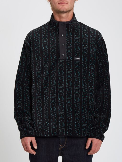 Sudadera VOLCOM polar invierno con media cremallera para hombre ERROR92 - PRT-PRINT Ref. A4632109_PRT negro logo