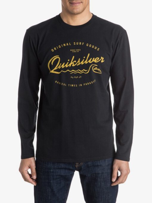 Camiseta Hombre QUIKSILVER manga larga Classic West Pier (byjo) Ref. EQYZT03939 negra logo pecho rojo