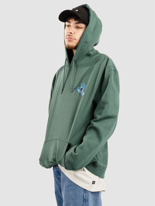 Sudadera Santa Cruz hombre suave con capucha SCREAMING HAND CHEST HOOD Ref. SCA-HDY-5577 CEDAR- Verde mano azul