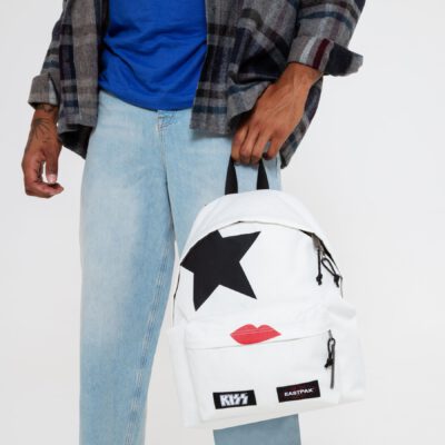 MOCHILA EASTPAK Padded Pak'r® 24 litros EK620Q84 Kiss White blanca inspirada mundo rock and roll labios