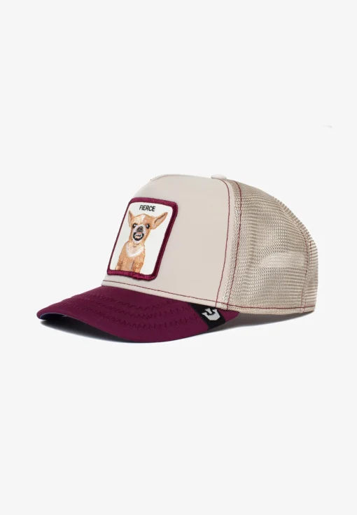 Gorra animales GOORIN BROS rejilla y ajustable YO QUIERO FIERCE color STONE perro beige violeta