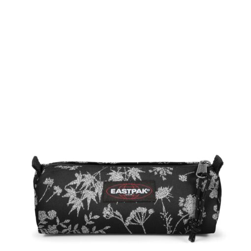 Estuche Eastpak escolar: Benchmark SINGLE EK372L76 Bloom Silver Azul negro flores plateadas brillantes