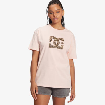 Camiseta DC Shoes manga corta mujer DC STAR FRIEND GOSSAMER PINK (mdd0) Ref. ADJZT03043 rosa logo leopardo