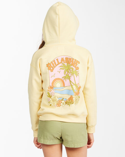 Sudadera punto Billabong niña con capucha Pacific Vibrations BUTTERMILK Ref. C8HO02BIP2 amarilla