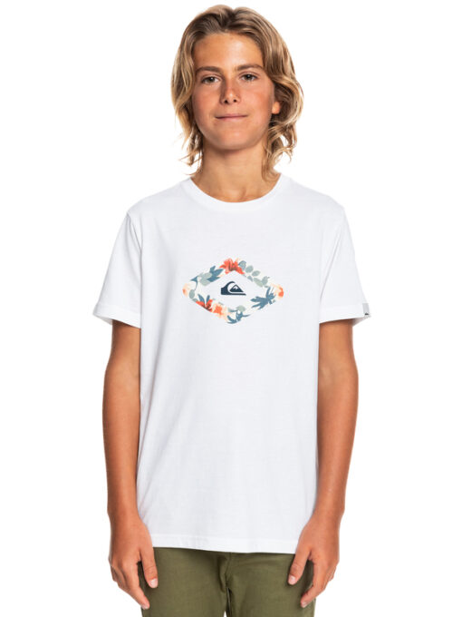 Camiseta QUIKSILVER manga corta niño surfera Let It Ride WHITE (wbb0) Ref. EQBZT04424 blanca logo floral pecho