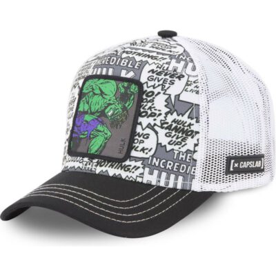 Gorra superheroes CAPSLAB Trucker blanca y negra Hulk HUL1 Marvel Comics