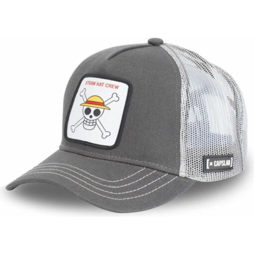 Gorra superheroes CAPSLAB Trucker gris Straw Hat Pirates SKU1 One Piece calavera