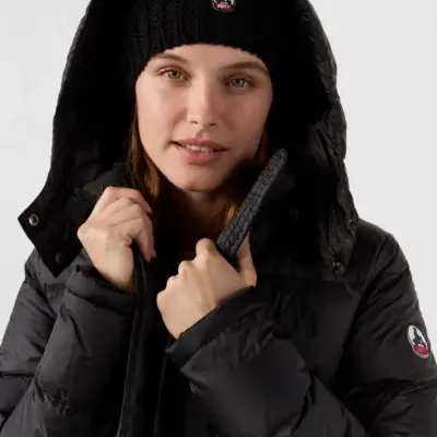 Chaqueta capucha pelo Jott de plumas pato Mujer GRAN FRÍO KARACHI FW22WPAR04 - 999 noir Justoverthetop negra