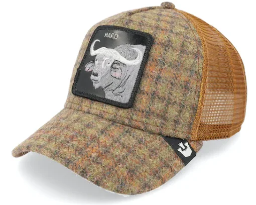 Gorra animales GOORIN BROS bisonte rejilla y ajustable Trucker HARD cuadros marrón