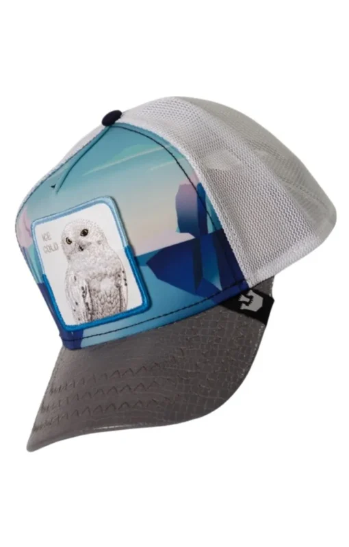 Gorra animales GOORIN BROS buho nival rejilla y ajustable Trucker ICE COLD azul y gris