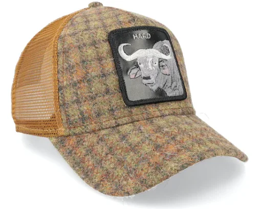 Gorra animales GOORIN BROS bisonte rejilla y ajustable Trucker HARD cuadros marrón