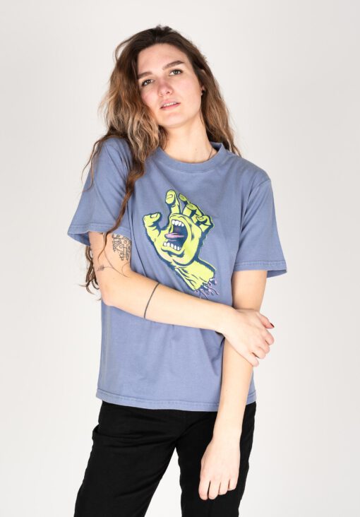 Camiseta SANTA CRUZ Chica manga corta RIGIT SCREAMING HAND T-SHIRT ref-SCA WTE 1901 navy wash-lila