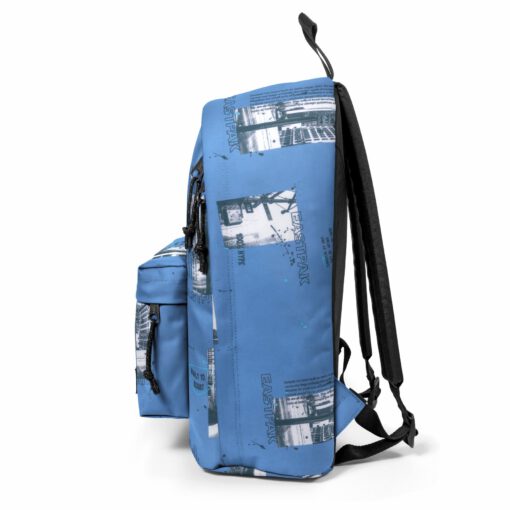 MOCHILA EASTPAK Out Of Office 27 litros con bolsillo ordenador EK7672E8 TAGS BLUE Azul blanca y negra