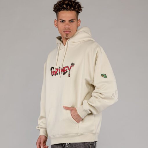 SUDADERA GRIMEY CON CAPUCHA GCH569 Spring 23 THE TOUGHEST vintage hoodie CREAM/blanco roto