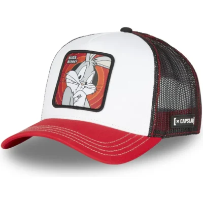 Gorra curva CAPSLAB rejilla y ajustable Trucker BUGS BUNNY ref-CL/LOO8/1/CT/BUG1 blanco rojo y negro