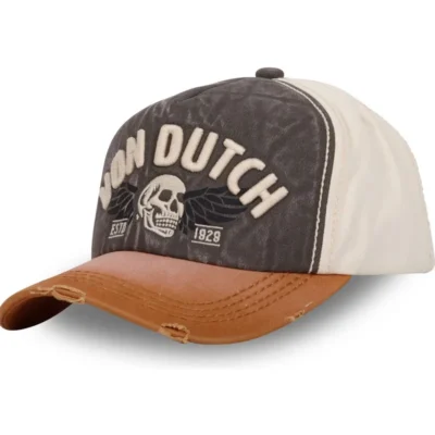 Gorra Von Dutch ajustable ESTD CALABERA 1929 ref-VD/1/CT/XAVIER/MU Gris -beige-blanco